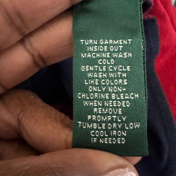 Lauren Ralph Lauren Red Navy Striped Crest Long sleeve Tee XL Preppy Classic - Picture 8 of 8